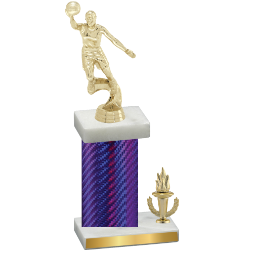 Accented Single Purple Carbon Fiber Victory Basketball Trophy