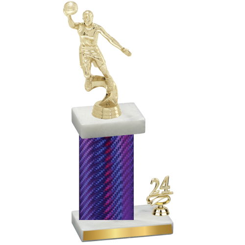 Accented Single Purple Carbon Fiber Year Basketball Trophy