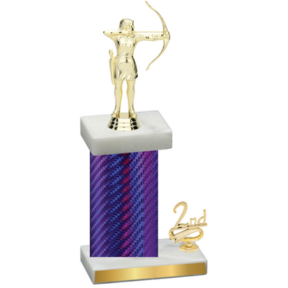 Accented Single Purple Carbon Fiber Second Place Archery Trophy