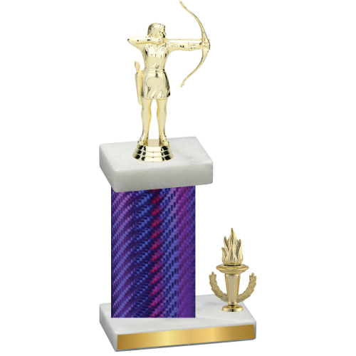 Accented Single Purple Carbon Fiber Victory Archery Trophy