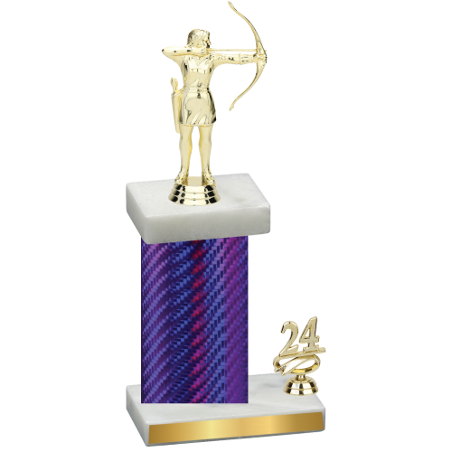 Accented Single Purple Carbon Fiber Year Archery Trophy