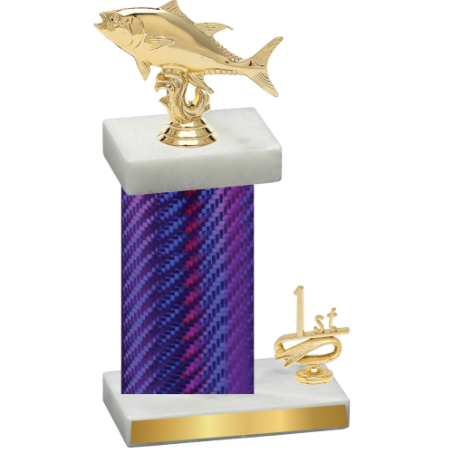 Accented Single Purple Carbon Fiber First Place Fishing Trophy