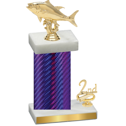 Accented Single Purple Carbon Fiber Second Place Fishing Trophy