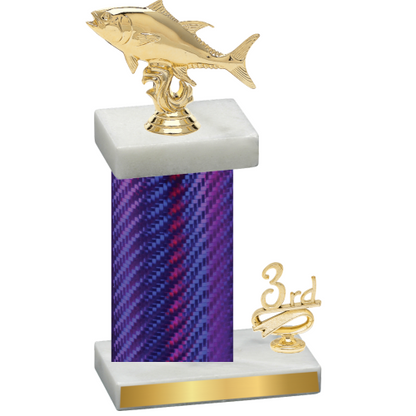 Accented Single Purple Carbon Fiber Third Place Fishing Trophy