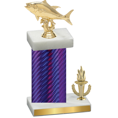 Accented Single Purple Carbon Fiber Victory Fishing Trophy