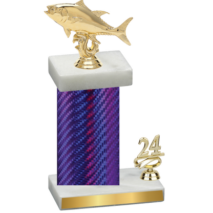 Accented Single Purple Carbon Fiber Year Fishing Trophy