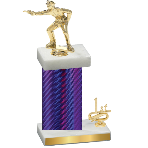 Accented Single Purple Carbon Fiber First Place Shooter Trophy