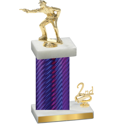 Accented Single Purple Carbon Fiber Second Place Shooter Trophy