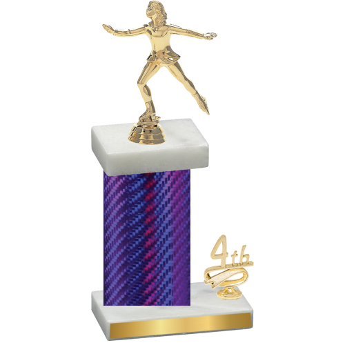 Accented Single Purple Carbon Fiber Fourth Place Skater Trophy