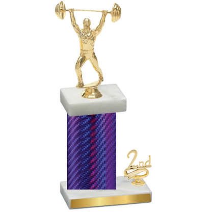 Accented Single Purple Carbon Fiber Second Place Weights Trophy