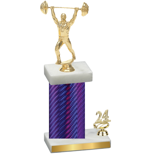 Accented Single Purple Carbon Fiber Year Weights Trophy