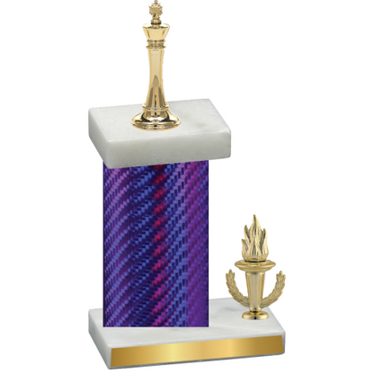 Accented Single Purple Carbon Fiber Victory Chess Trophy