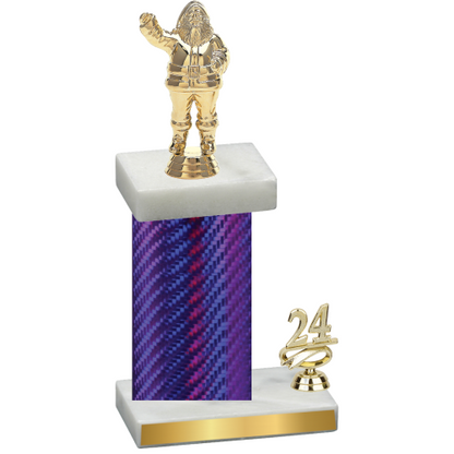 Accented Single Purple Carbon Fiber Year Holiday Trophy