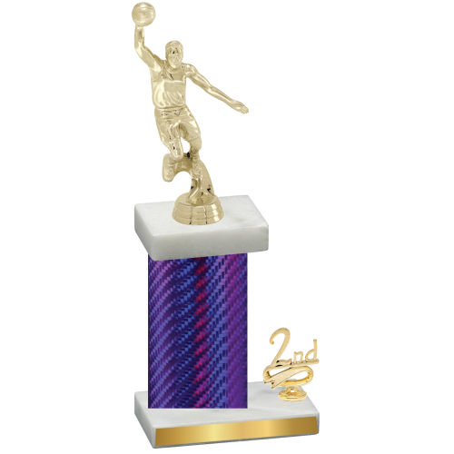 Accented Single Purple Carbon Fiber Second Place Basketball Trophy