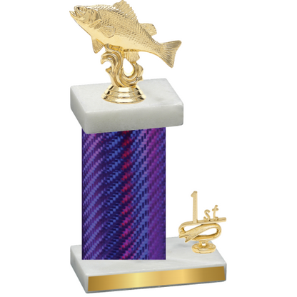 Accented Single Purple Carbon Fiber First Place Fishing Trophy