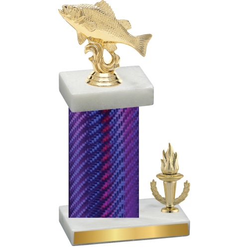 Accented Single Purple Carbon Fiber Victory Fishing Trophy