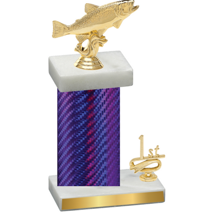 Accented Single Purple Carbon Fiber First Place Fishing Trophy