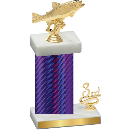 Accented Single Purple Carbon Fiber Third Place Fishing Trophy