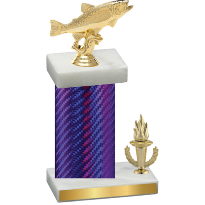 Accented Single Purple Carbon Fiber Victory Fishing Trophy