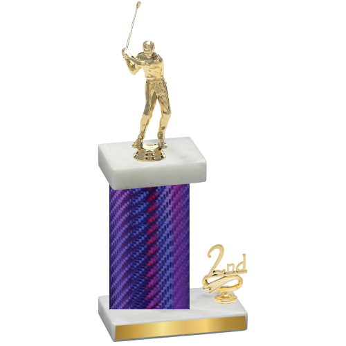 Accented Single Purple Carbon Fiber Second Place Golf Trophy