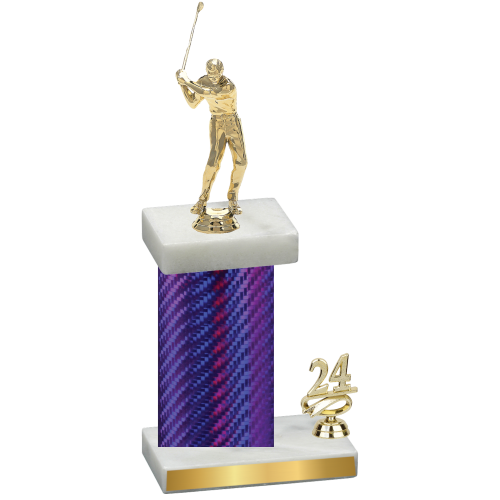 Accented Single Purple Carbon Fiber Year Golf Trophy