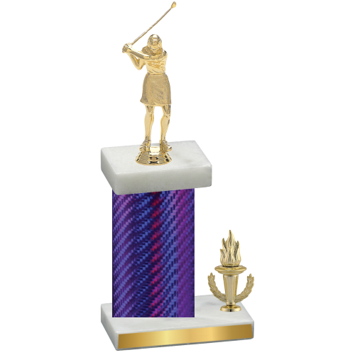 Accented Single Purple Carbon Fiber Victory Golf Trophy