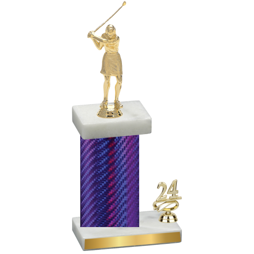 Accented Single Purple Carbon Fiber Year Golf Trophy