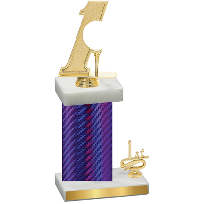 Accented Single Purple Carbon Fiber First Place Golf Trophy