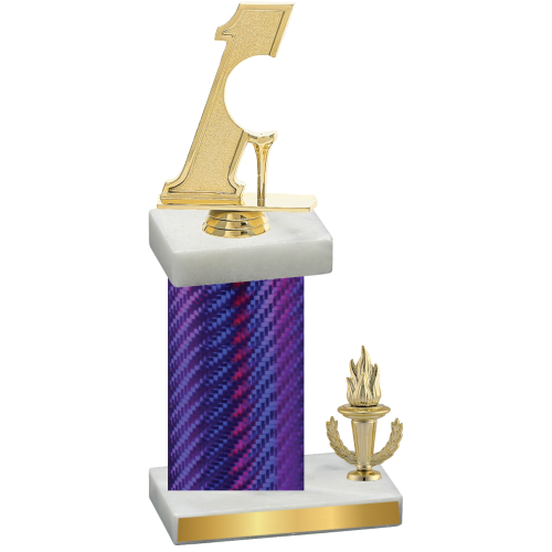 Accented Single Purple Carbon Fiber Victory Golf Trophy