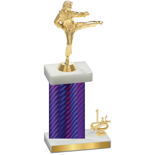 Accented Single Purple Carbon Fiber First Place Karate Trophy