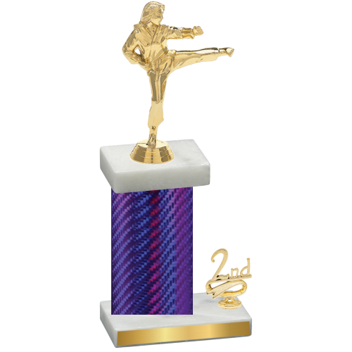 Accented Single Purple Carbon Fiber Second Place Karate Trophy