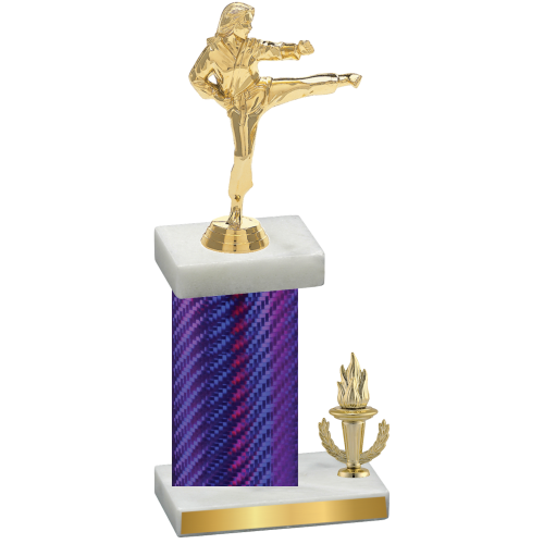 Accented Single Purple Carbon Fiber Victory Karate Trophy