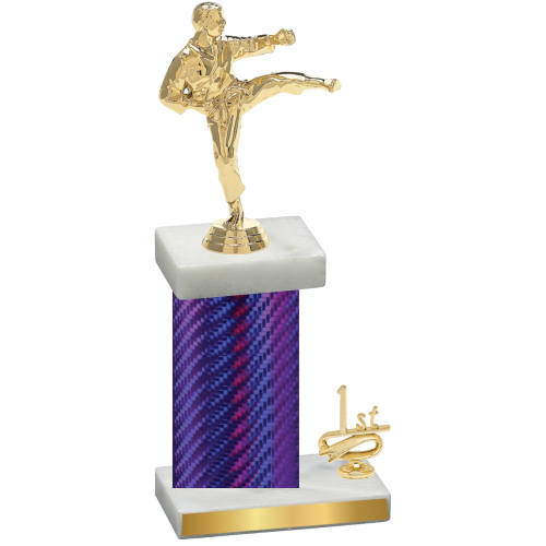 Accented Single Purple Carbon Fiber First Place Karate Trophy