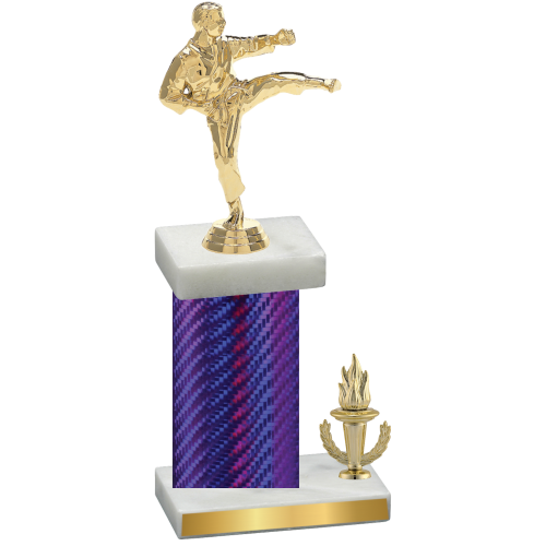 Accented Single Purple Carbon Fiber Victory Karate Trophy