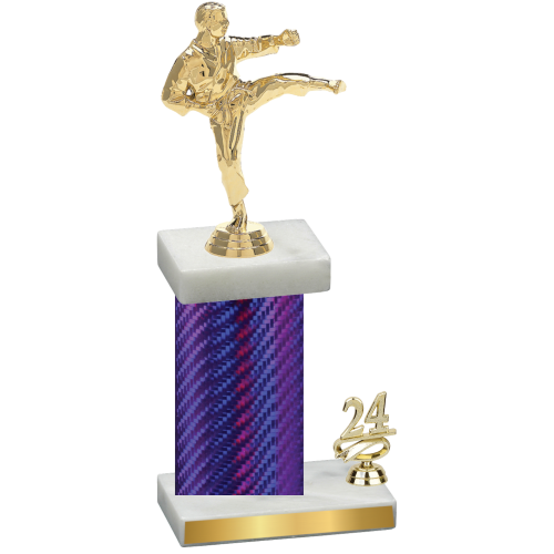 Accented Single Purple Carbon Fiber Year Karate Trophy