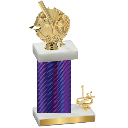 Accented Single Purple Carbon Fiber First Place Baseball Trophy