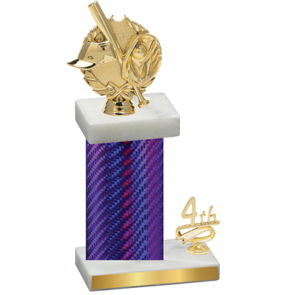 Accented Single Purple Carbon Fiber Fourth Place Baseball Trophy