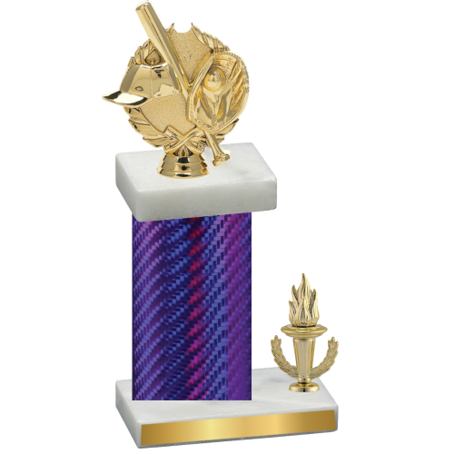 Accented Single Purple Carbon Fiber Victory Baseball Trophy