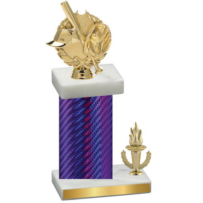 Accented Single Purple Carbon Fiber Victory Baseball Trophy