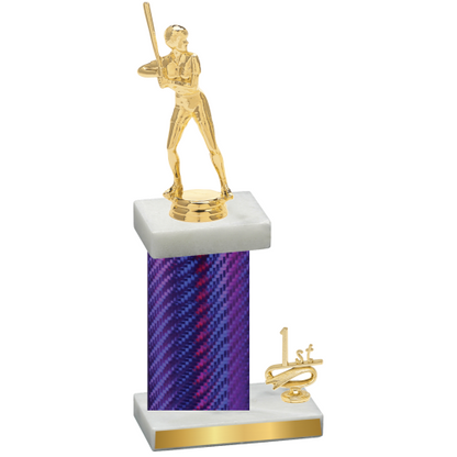 Accented Single Purple Carbon Fiber First Place Softball Trophy