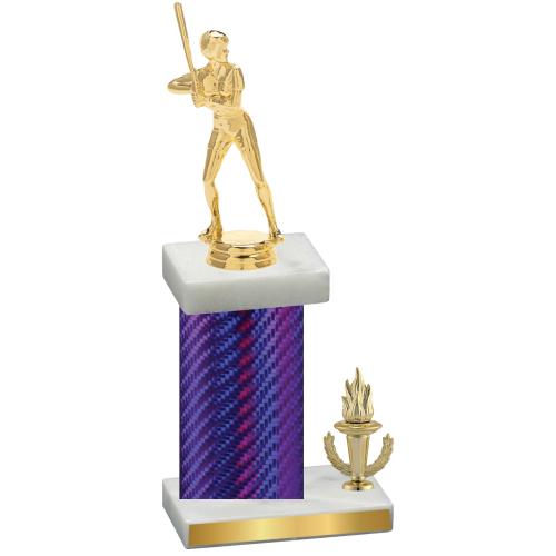 Accented Single Purple Carbon Fiber Victory Softball Trophy