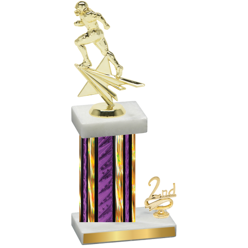 Accented Single Purple Glacier Second Place Football Trophy