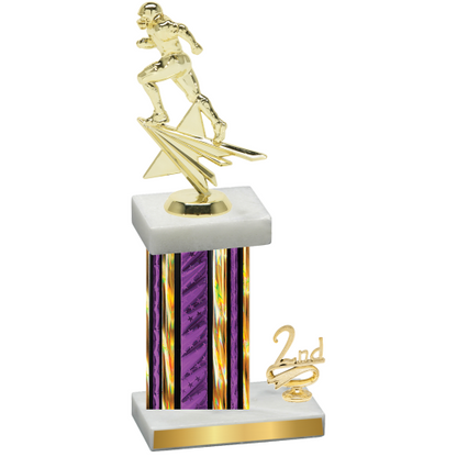 Accented Single Purple Glacier Second Place Football Trophy
