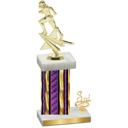 Accented Single Purple Glacier Third Place Football Trophy