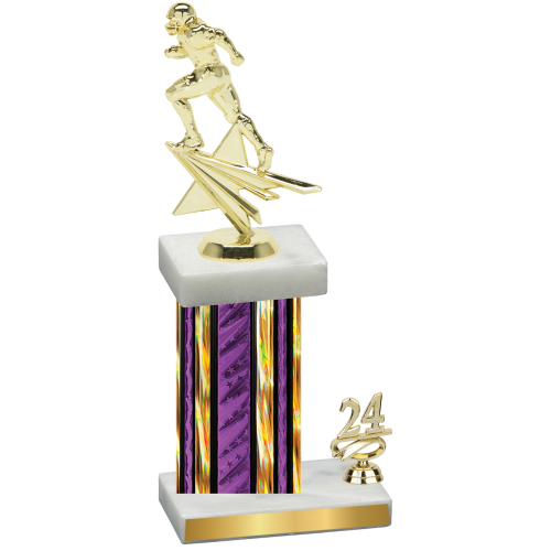 Accented Single Purple Glacier Year Football Trophy