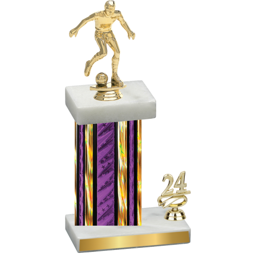 Accented Single Purple Glacier Year Soccer Trophy