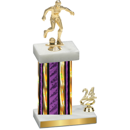 Accented Single Purple Glacier Year Soccer Trophy