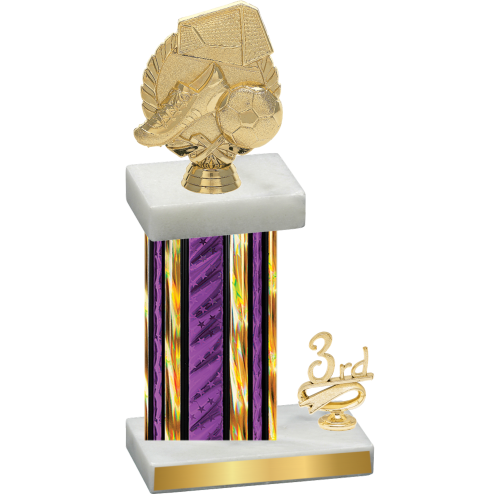 Accented Single Purple Glacier Third Place Soccer Trophy