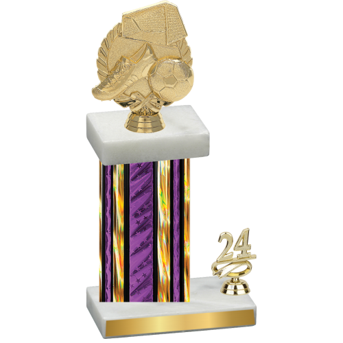 Accented Single Purple Glacier Year Soccer Trophy