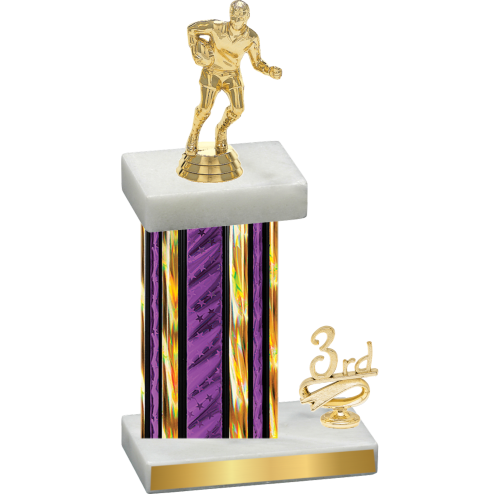 Accented Single Purple Glacier Third Place Rugby Trophy